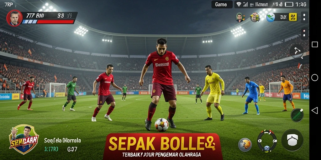Screenshot dari gameplay seru di 77RP dengan aksi sepak bola nyata.