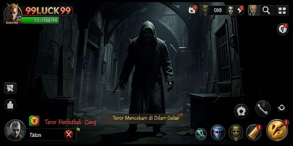 Screenshot gameplay 99LUCK99 dengan suasana Horror yang mencekam.
