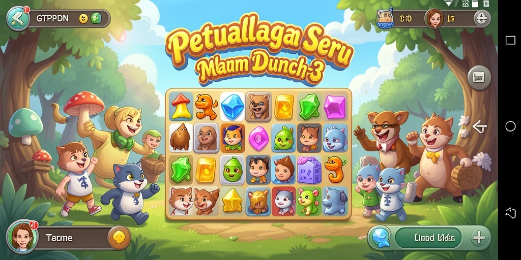 Gambaran gameplay menarik dalam GTPIDN yang penuh warna dan tantangan Match-3.