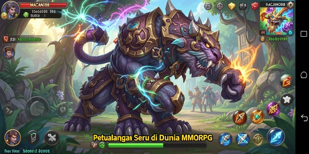Gambar tampilan gameplay seru di dunia <strong>MACAN388</strong> MMORPG.