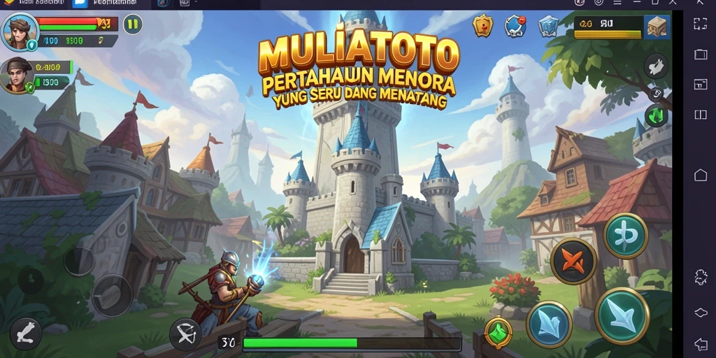 Tangkapan layar gameplay <strong>MULIATOTO</strong> yang menampilkan aksi pertahanan menara yang intens.