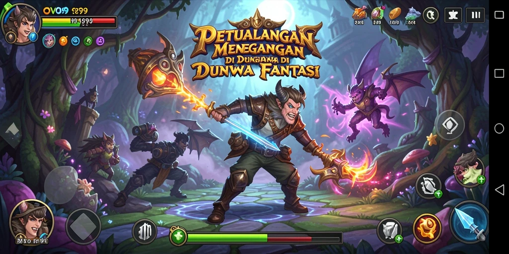 Screenshot gameplay OVO99 menampilkan aksi mengeksplorasi dunia petualangan.